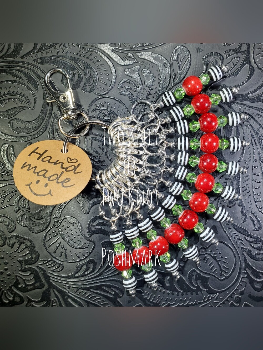 ⭐️ OOAK Handmade Beaded Stitch Markers Bag Charm Set